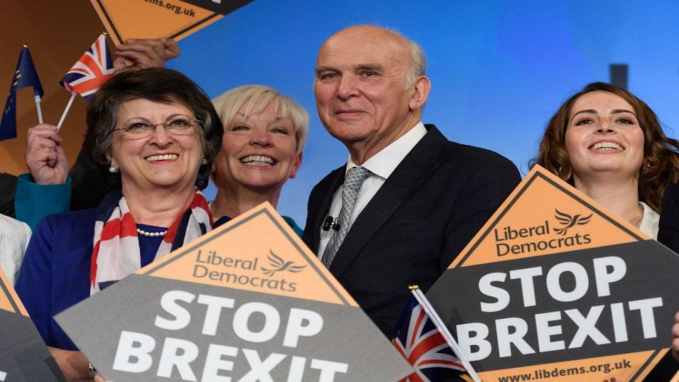 Lib Dem leader Vince Cable and supporters